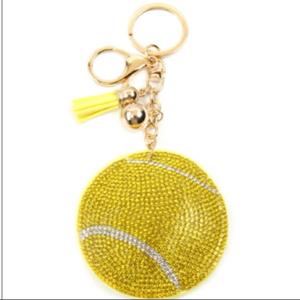 Rhinestone Tennis Ball Keychain - Picture 6 of 7